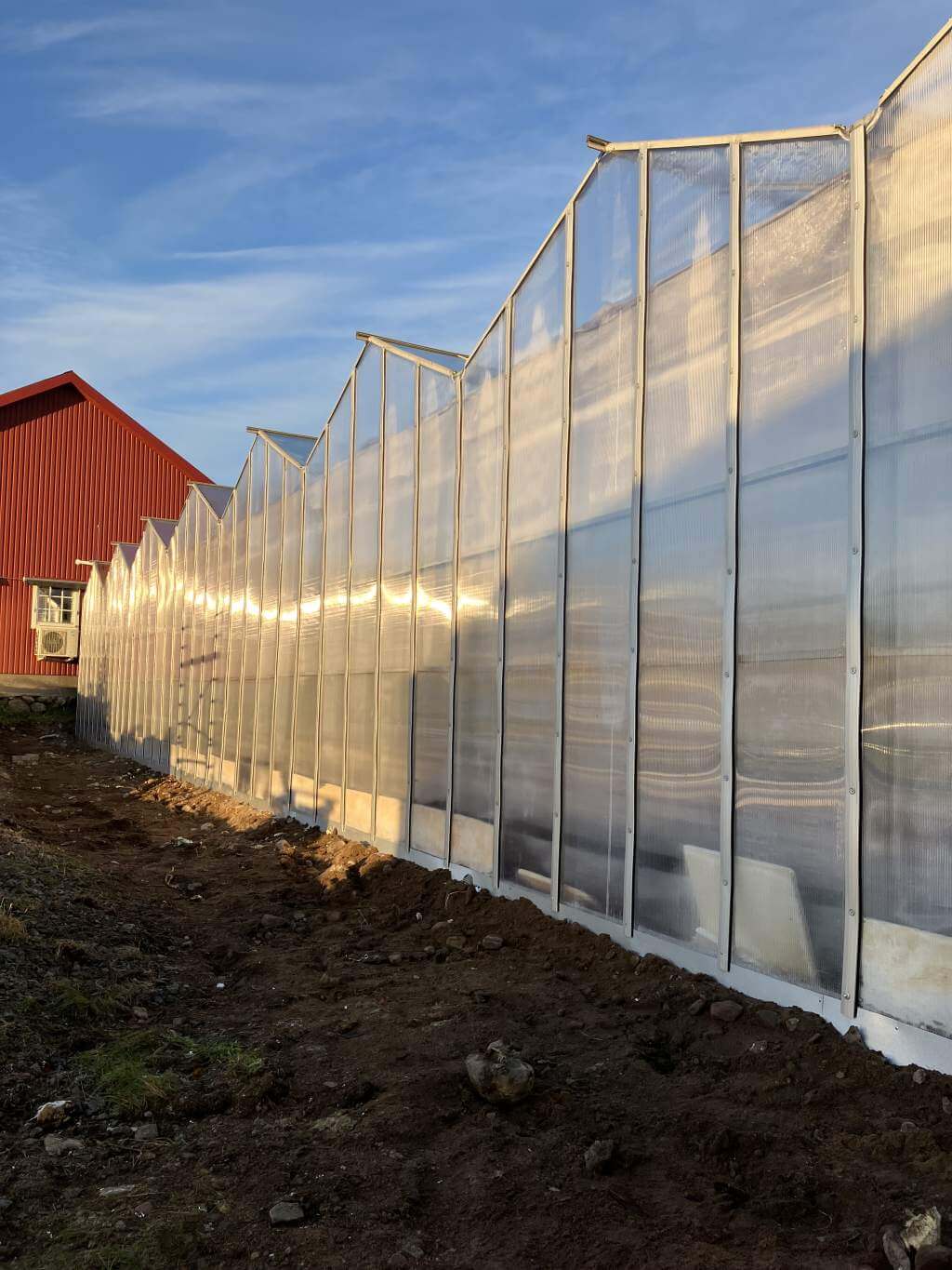 Upgraded polycarbonate walls for industrial greenhouse