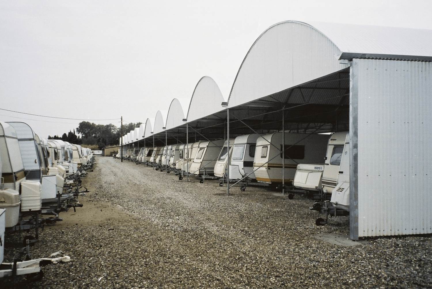 Vehicles parked inside Warehouse