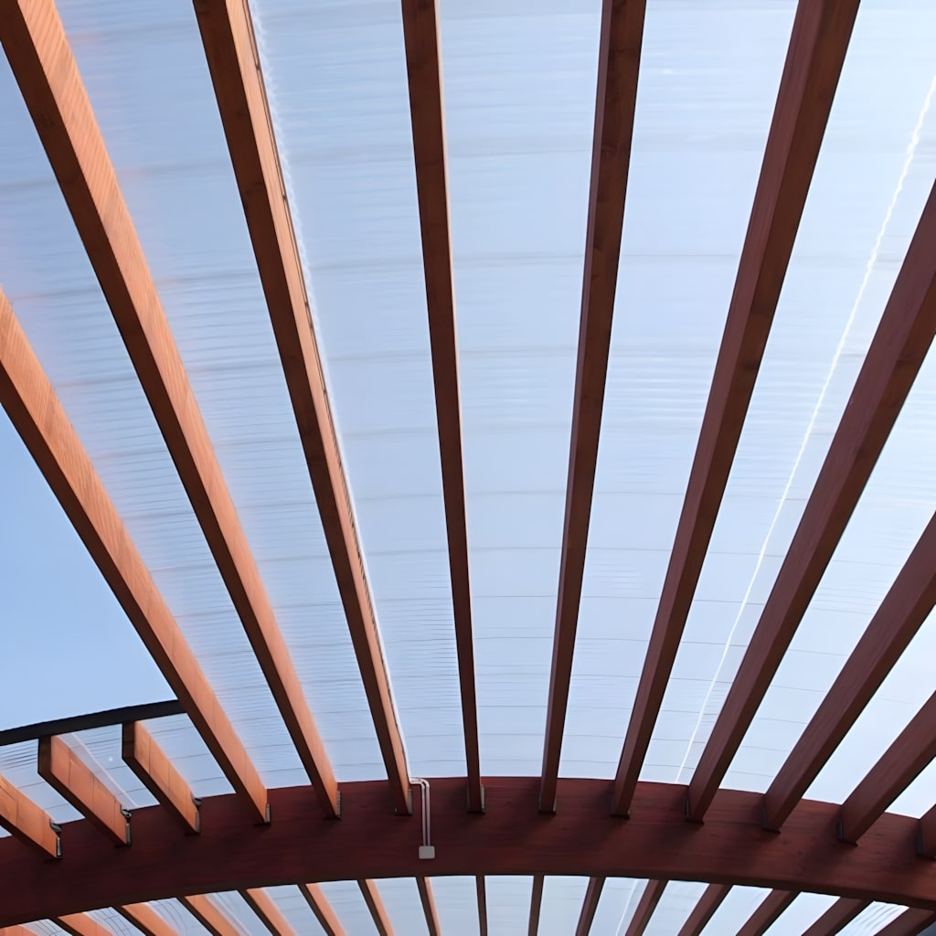 Corrugated multiwall polycarbonate roof
