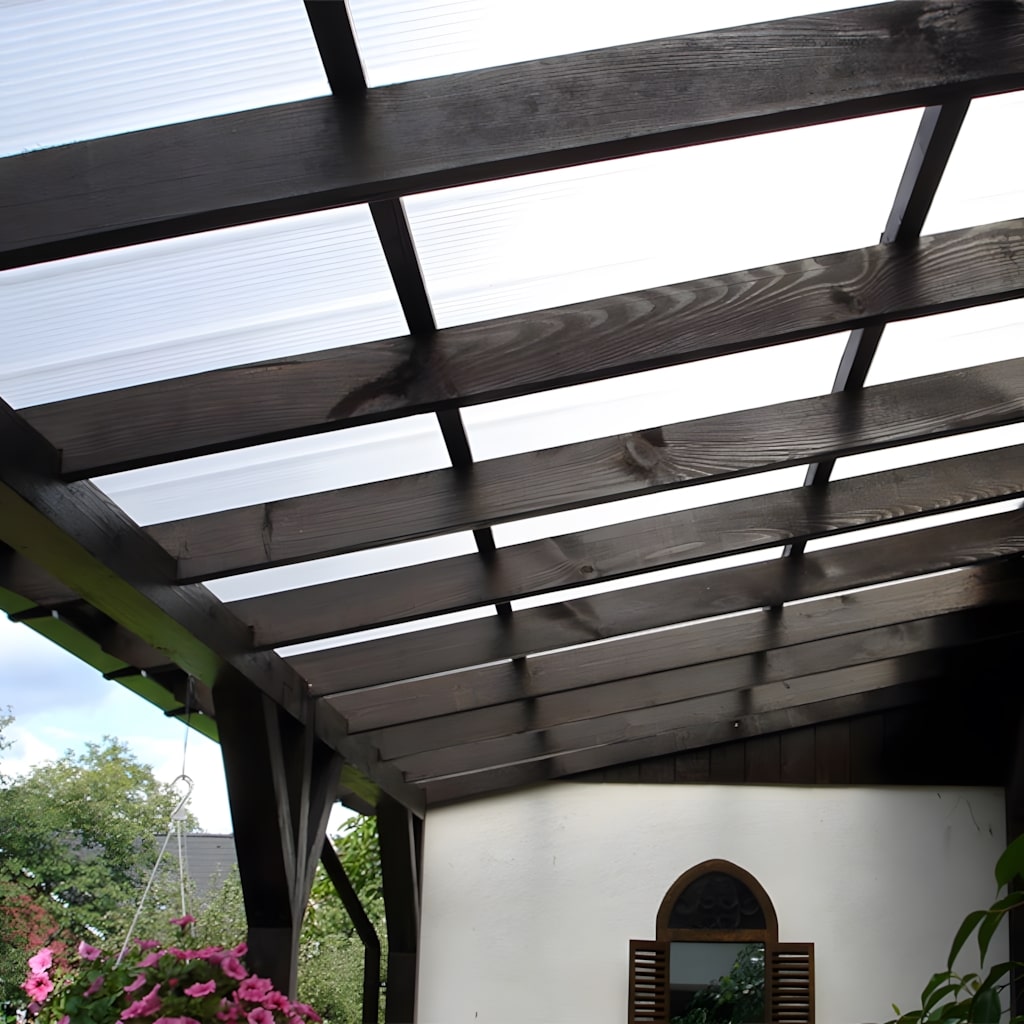 Roof with installed modular snap‑fit multiwall polycarbonate panels