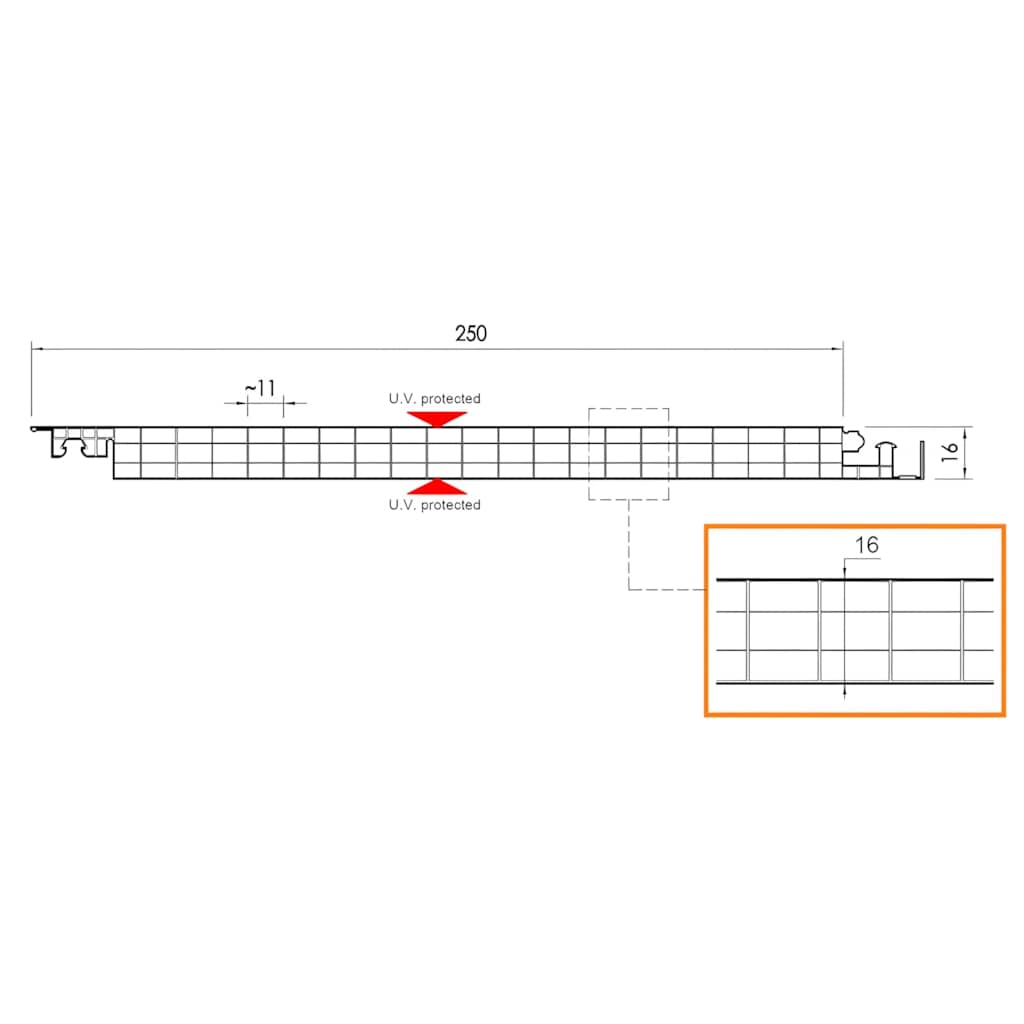 Scheme of snap‑fit multiwall polycarbonate panels