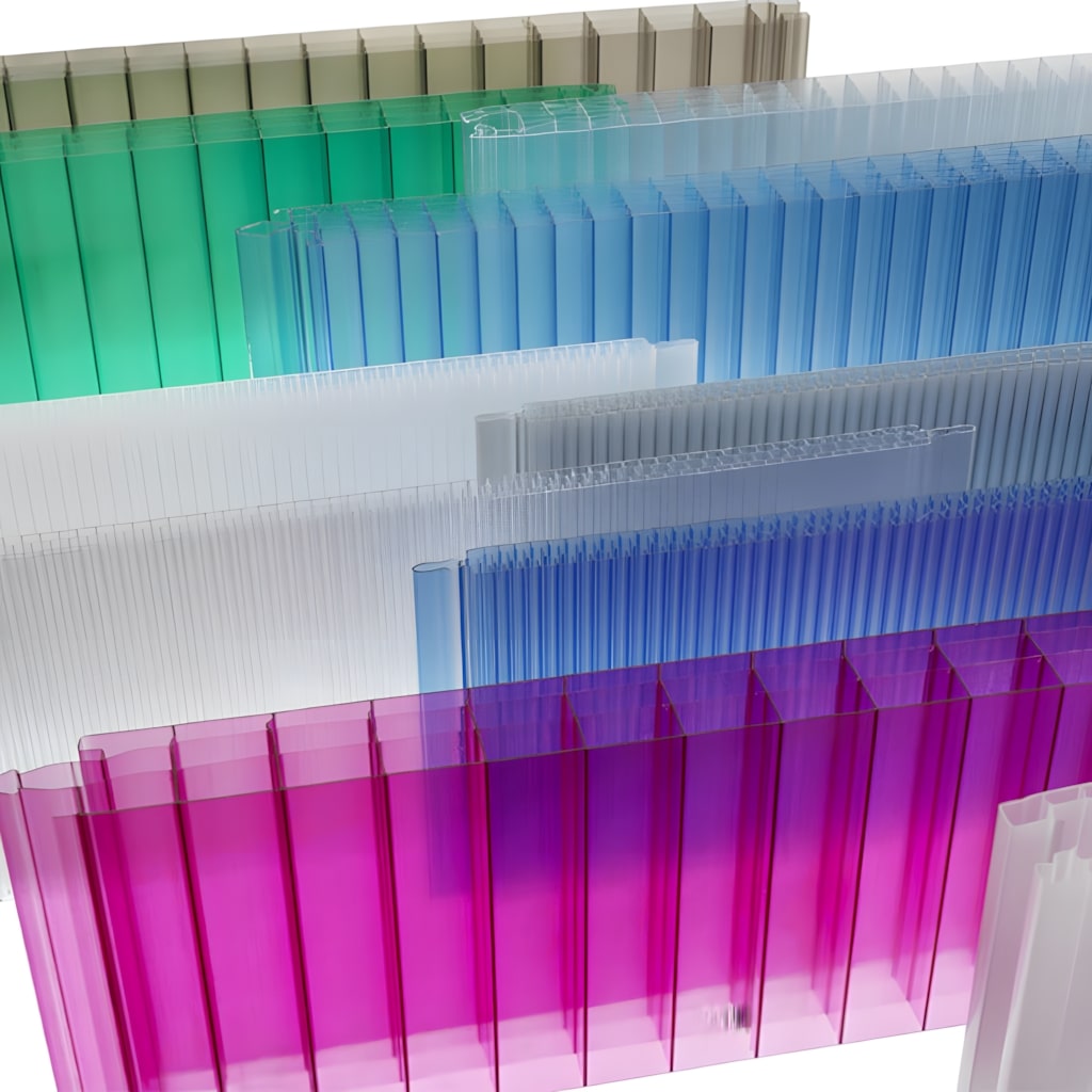 Multi colour polycarbonate facade system