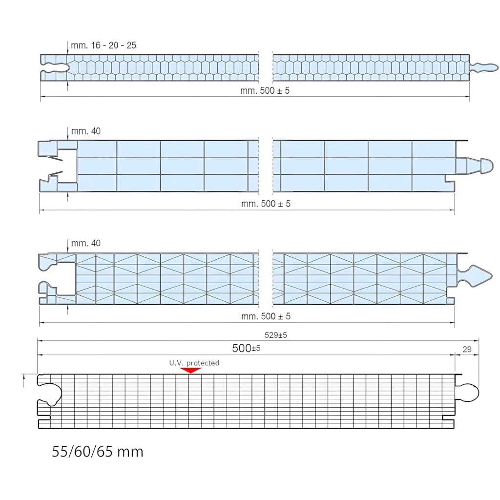 Scheme of multiwall interlocking polycarbonate panels