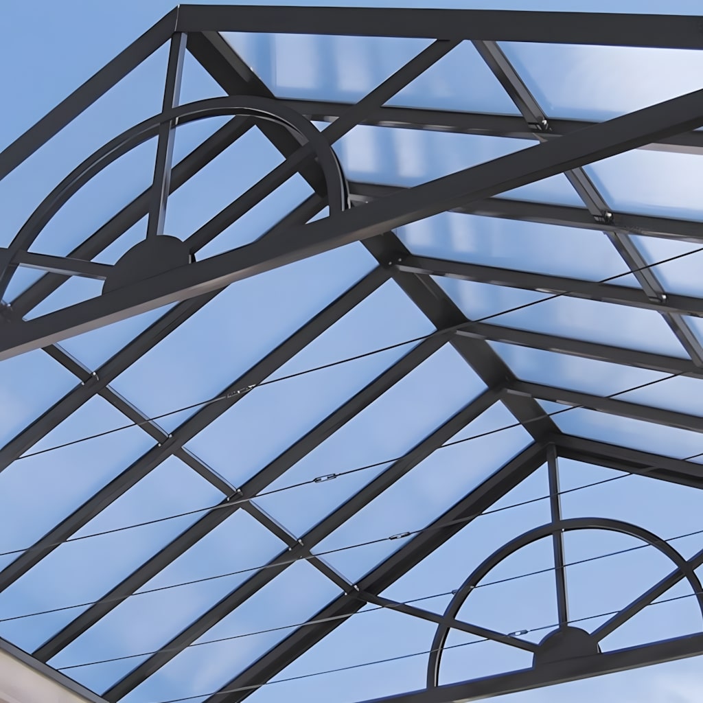 Solid polycarbonate roof grazing