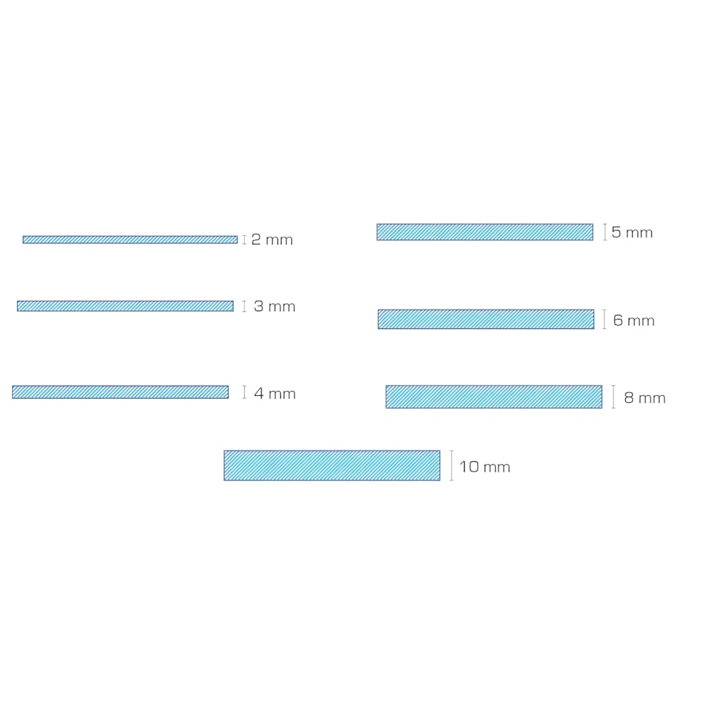 Scheme of solid polycarbonate showing different thickness