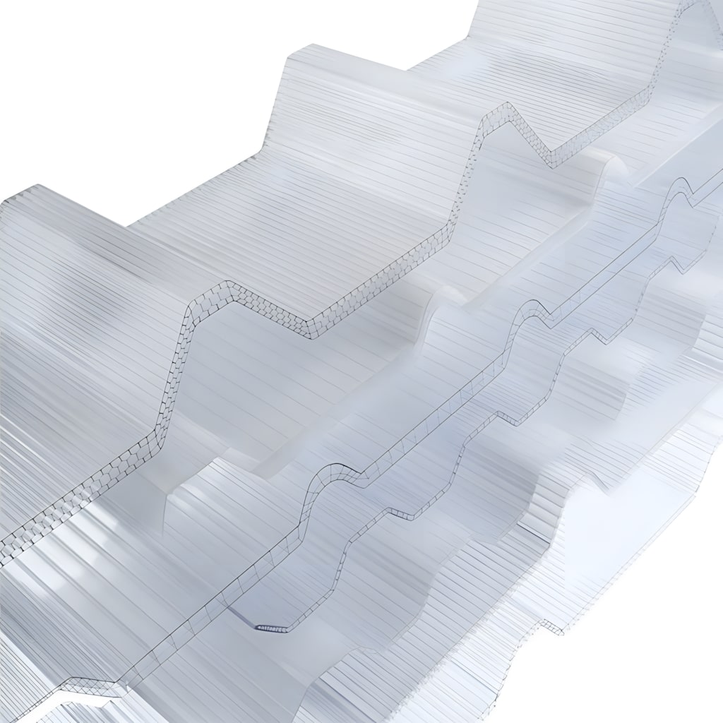 Different profiles of trapezoidal multiwall polycarbonate roof system