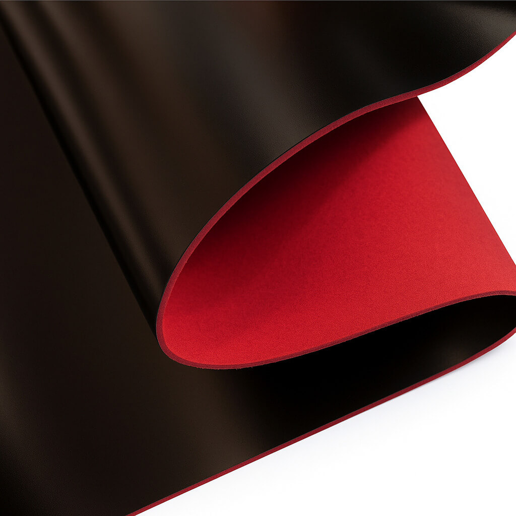 Black EPDM rubber sheet with red bottom