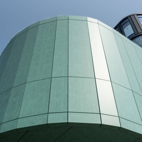 Copper sheets facade