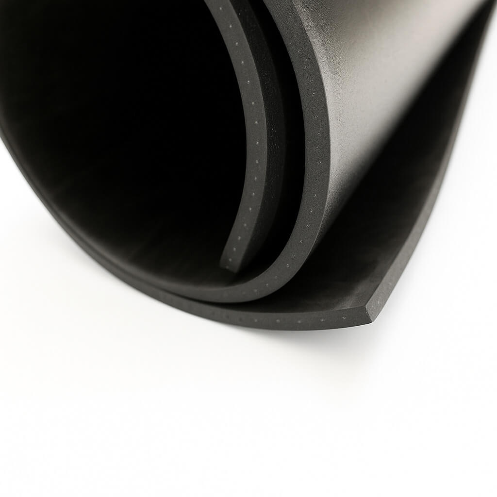 Roll of black microporous rubber